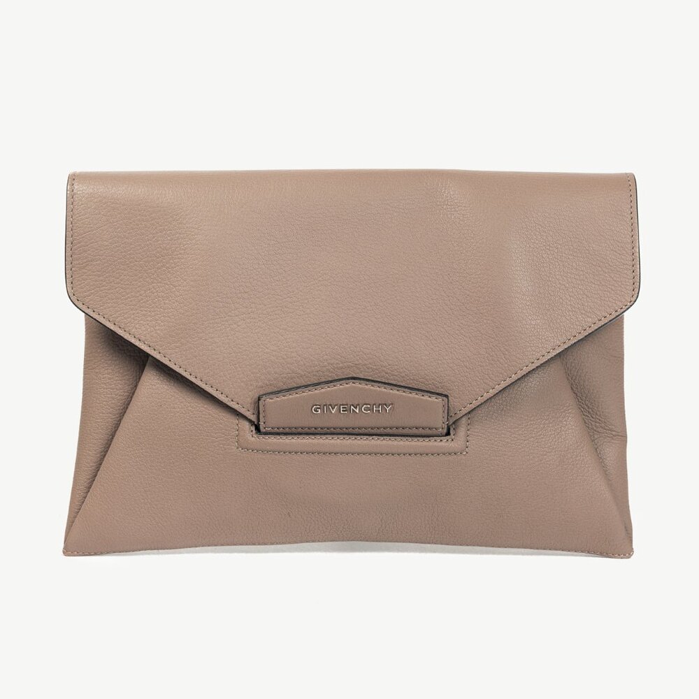 Givenchy Antigona Medium Mastic Goat-Leather Envelope Clutch
